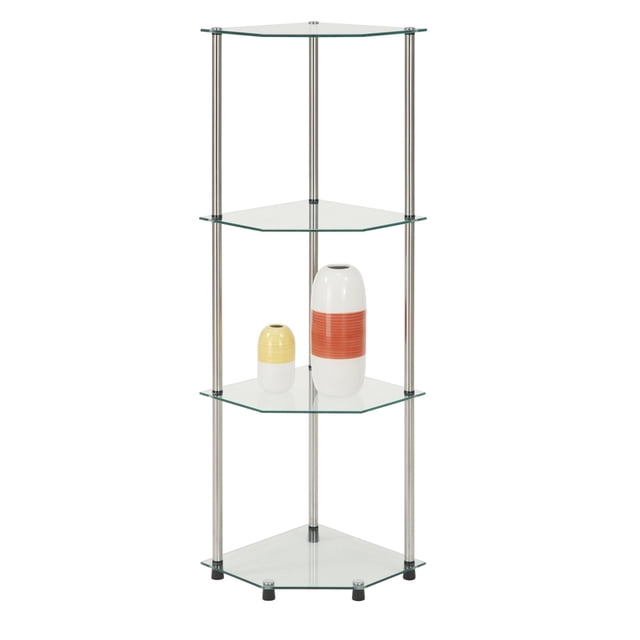 Ergode Designs2Go Estante de esquina de vidrio clásico de 4 niveles Ergode R2-180-VV
