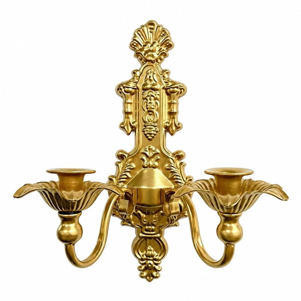 Portavelas de pared, candelabro, soporte para velas de pared rústico dorado retro, apliques para velas de pared 32cm x 38cm