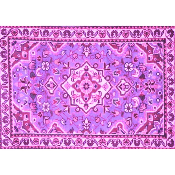 Ahgly Company Indoor Rectangle Medallion Purple Traditional Area Rugs, 7' x 9'