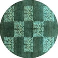 thumbnail image 1 of Ahgly Company Indoor Round Oriental Light Blue Industrial Area Rugs, 3' Round, 1 of 4