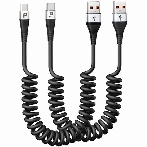 USB C Cable Fast Charging, 2Pack 3ft Coiled USB A to Type C Charge Cord for Car, USB-C Charging Cable Compatible with iPhone 17/16/15/Samsung Galaxy S20 S10 S9 S8 Plus Note 10 and More USB C Devices