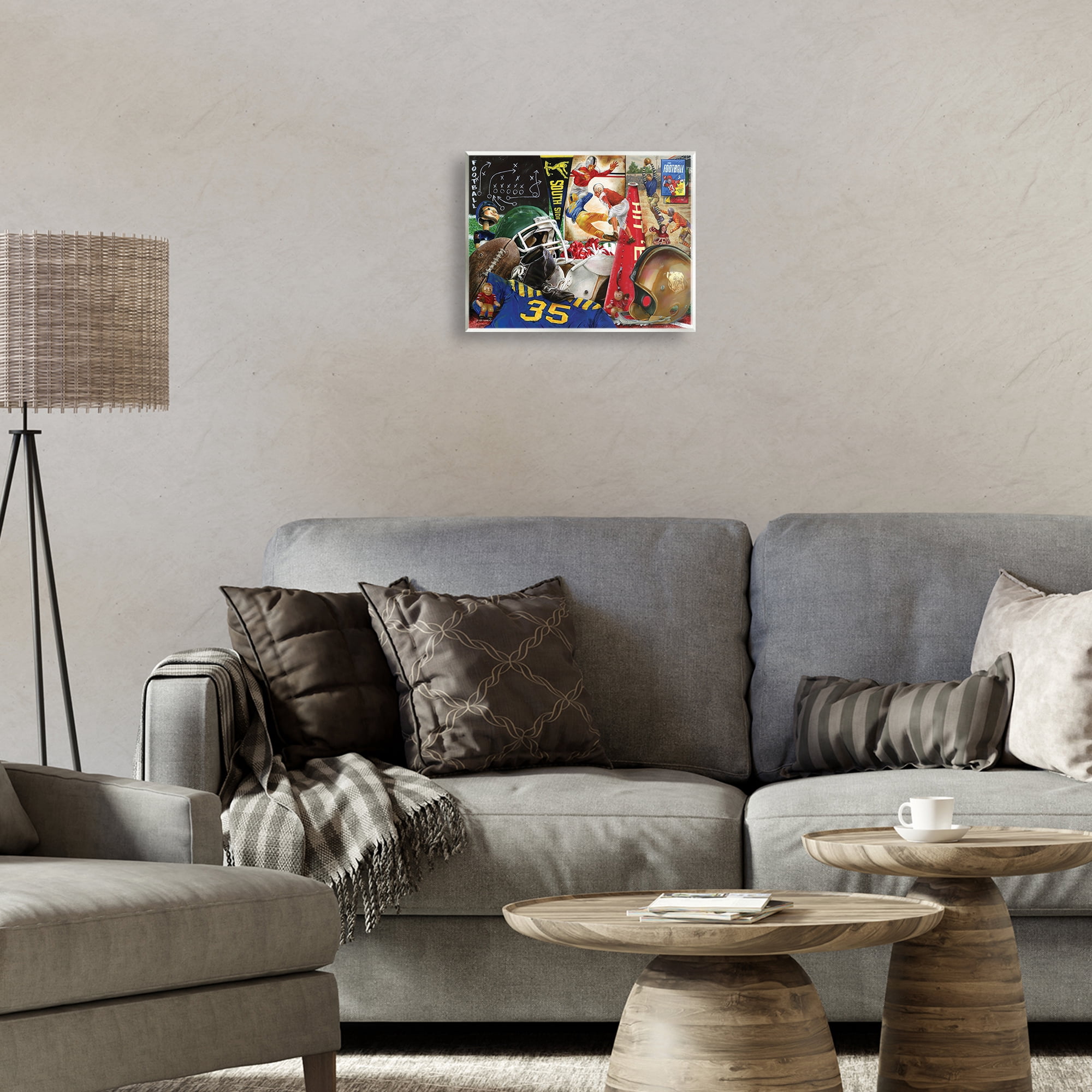 Stupell Industries Football Sports Collage Sports Painting Unframed Art Print Wall Art, 14 x 11