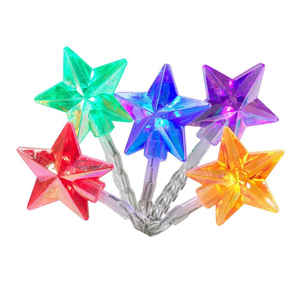 Holiday Time 20-Count Battery-Operated Multicolor LED Star Christmas Lights, withTimer, 7.9'