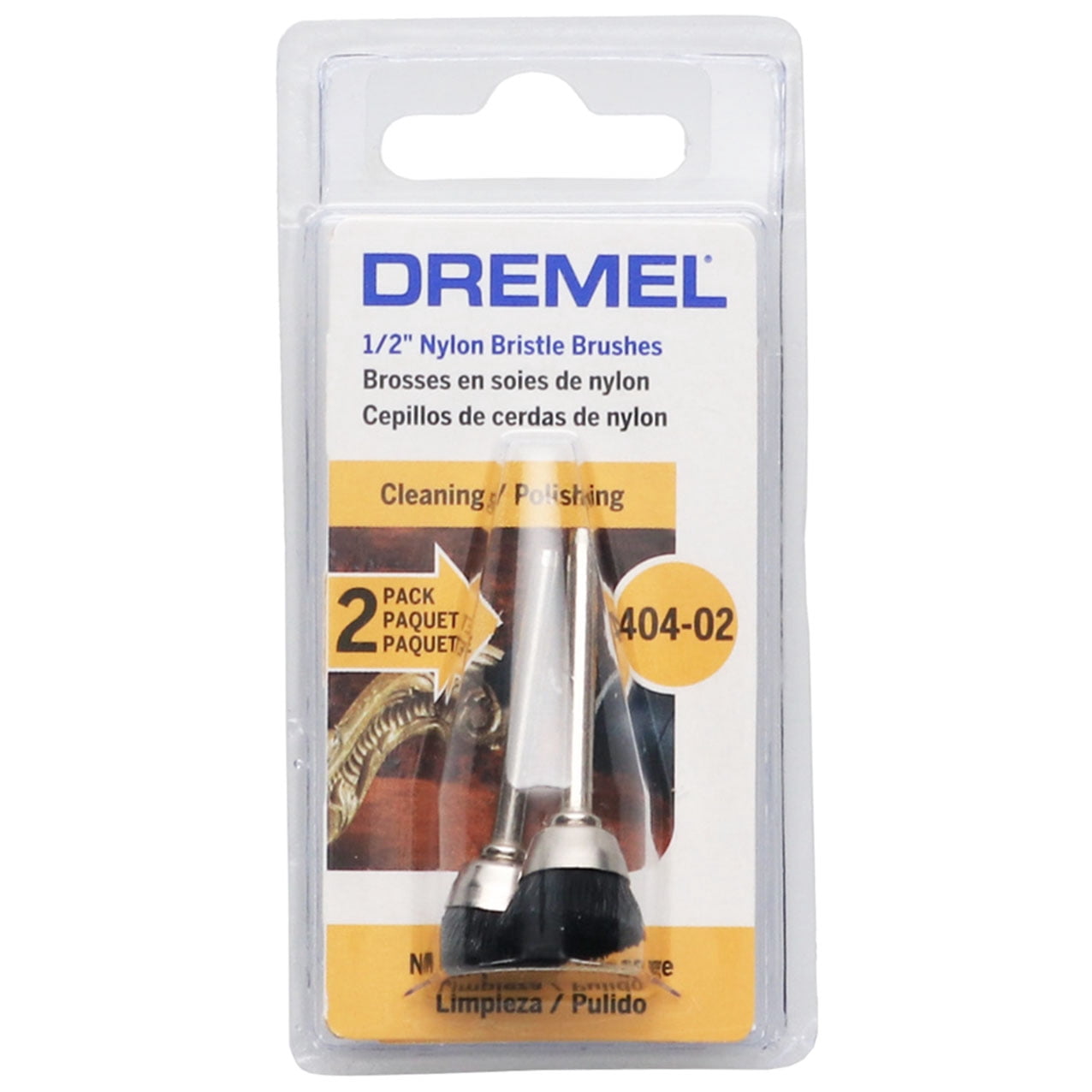 Dremel 404-02 2pcs 1/2" Diameter Nylon Bristle Brushes for Rotary Tools (4-Pack)