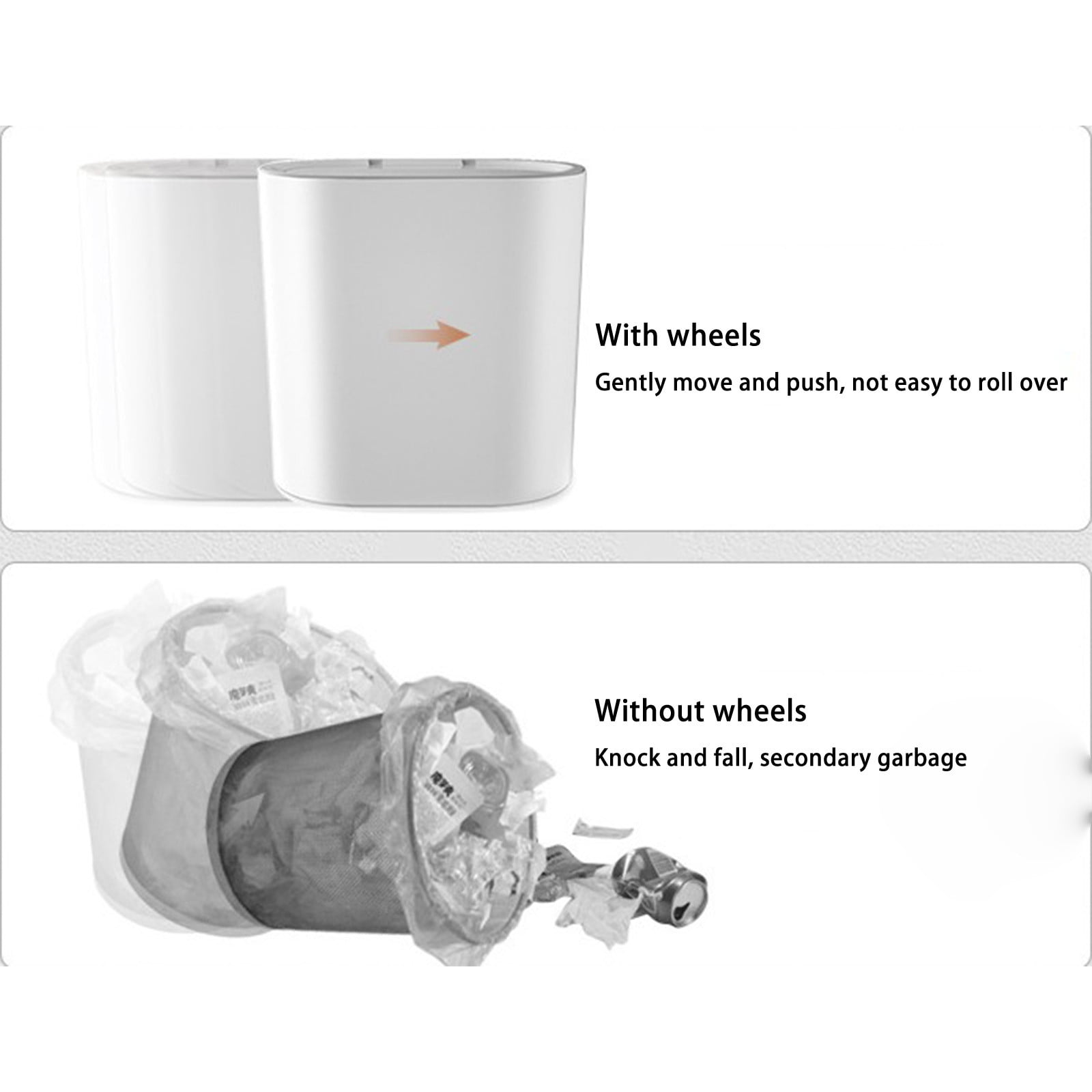 Fufafayo under $5 Slim Plastic Bathroom Trash Can with Lid, 10x10x6 Inch Pet Proof Trashcan, Kitchen Trash Can Wastebasket with Press Type Lid, White Thin Garbage for Room Rv Bedroom Dorm Office