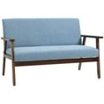 thumbnail image 1 of HOMCOM Loveseat Sofa Modern 2 Seater Couch with Rubber Wood Legs, Cream White, 1 of 10