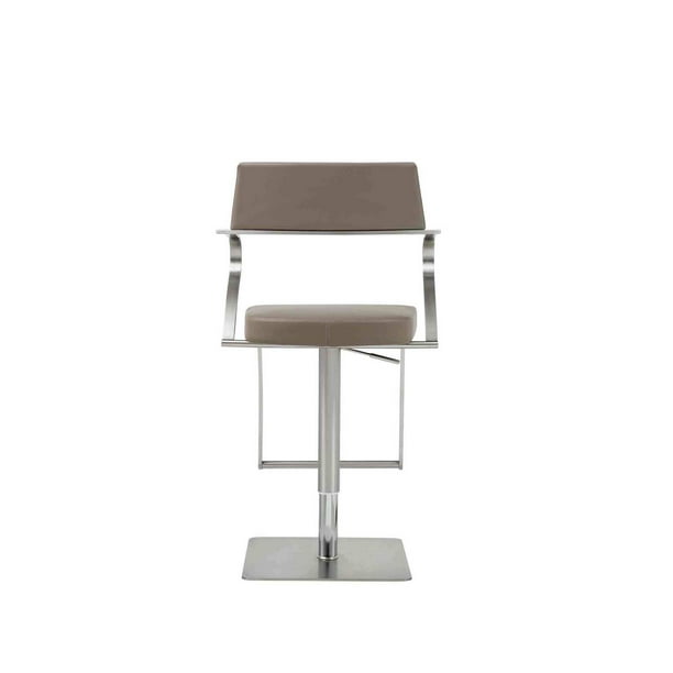 Zuri Barstool Taupe adjustable height with armrests and square