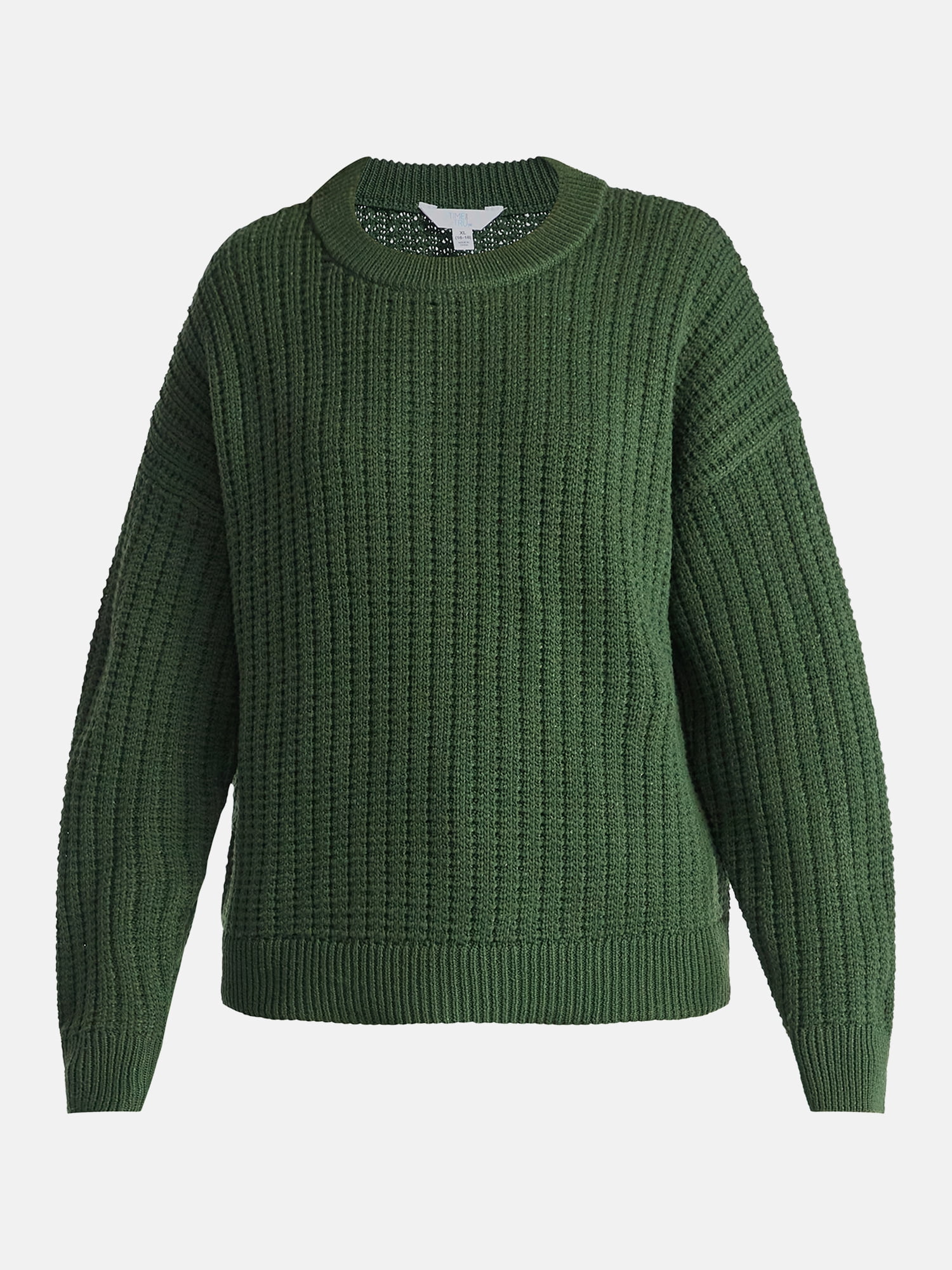 Time and Tru Women's and Women’s Plus Textured Stitch Sweater, Midweight, Sizes XS-4X