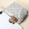 thumbnail image 3 of Unique Bargains Flower Cosmetic Bags Zipper Floral Makeup Bags Women's Makeup Bag Suitable for Coin Lipsticks Gray, 3 of 7
