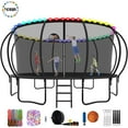 thumbnail image 1 of YORIN Trampoline pour 10 Enfants, Trampoline de 16 Pi pour Adultes avec Filet d'Enceinte, Panier de Basketball, Échelle, Trampoline Récréatif Extérieur de 1500 Lb, Trampoline Robuste avec Lumière, Arroseur, Bas, 1 of 8