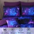 thumbnail image 3 of OKKEEY Queen Galaxy Bed in a Bag for Boys & Girls, 6 Pcs Outer Space Theme Teens Bedding Sets, Reversible Soft Microfiber Comforter Sets Kids Room Decor (Blue-purple), 3 of 10