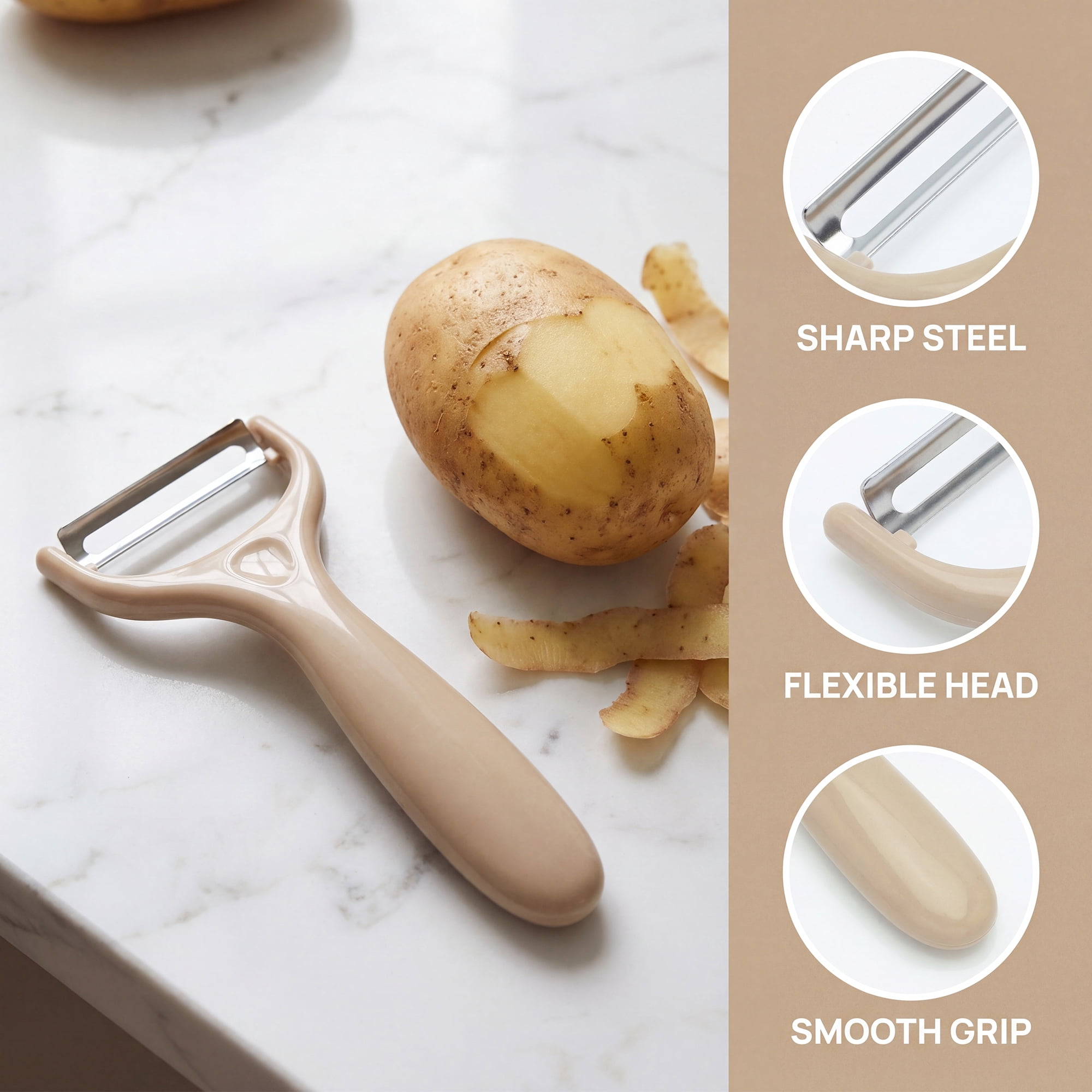 Unique Bargains Plastic Vegetable Peeler with Ergonomic Handle Brown 5.9x2.4x0.6 inch