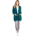 thumbnail image 2 of Lana Roux Women's Juniors Popcorn Fuzzy Eyelash Knit Cardigan (Teal, Medium-Large), 2 of 4