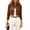 Coffee, variant on Women's Faux Suede Cropped Jacket Stand Collar Long Sleeve Open Front Short Jacket Elegant Casual Slim Fit Blazer Dressy Fall Winter Office Outfits