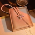 thumbnail image 6 of Ziurtnc Fashion Necklace Fine Workmanship Eye-catching Butterfly Tassel Design Bright Finish Unfading Decoration Long Lasting Women Faux Pearl Necklace Jewelry Accessory, 6 of 7