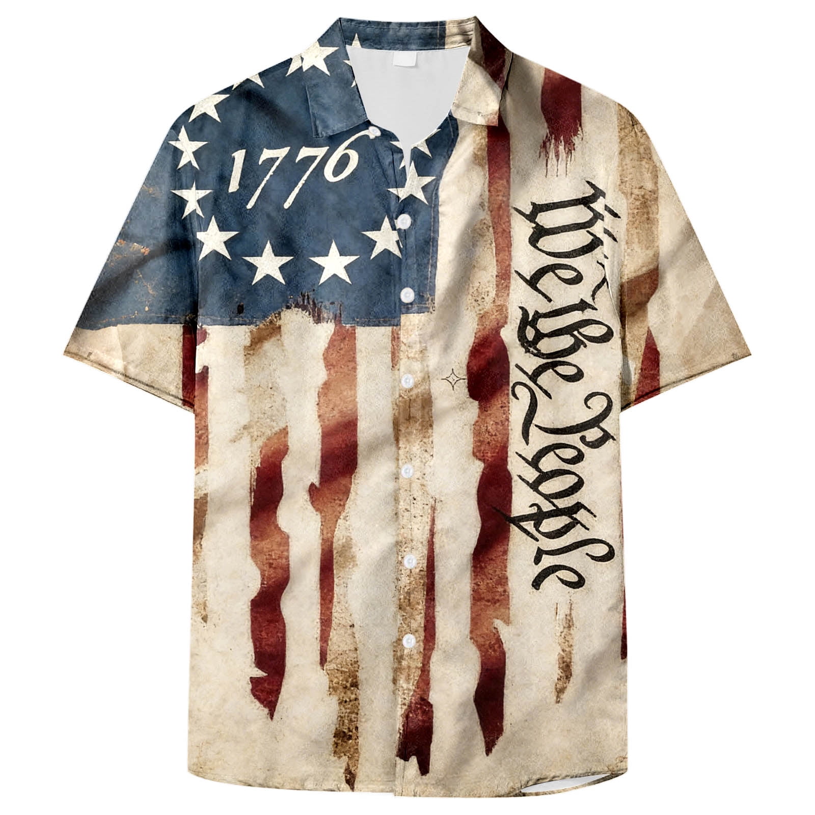 UngA 250 Year American Anniversary Shirt, Men's American Flag Patriotic Button Down Shirt USA 4th of July Short Sleeve Tshirts Shirts for Men (Beige,3XL)