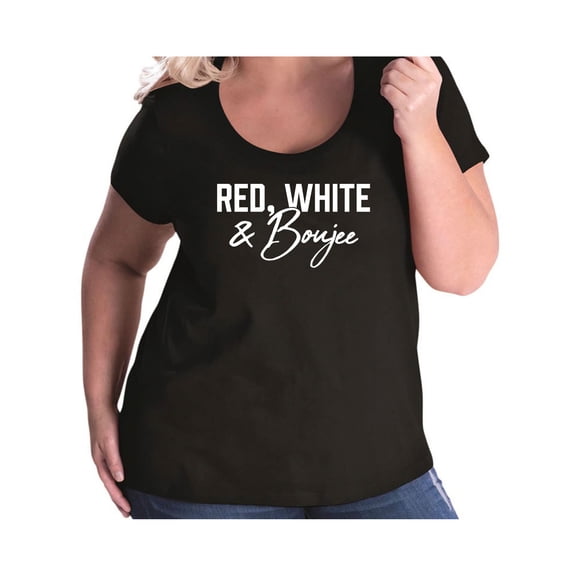 Red, White & Boujee Womens Plus Size Scoopneck Tee