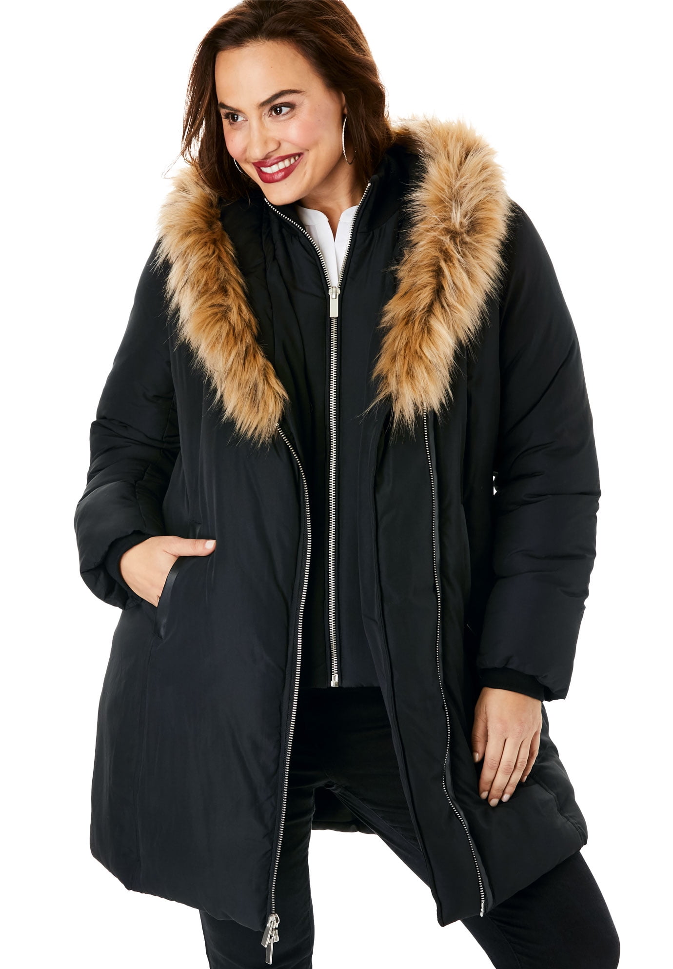 Double-Layer Puffer Coat Coat - Walmart 