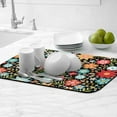 thumbnail image 5 of Colorful Embroidery Flowers Dish Drying Mats Super Absorbent Dish Drainer Rack Pad Non-Slip Drying Mat for Kitchen Counter, 24"x16", 5 of 7