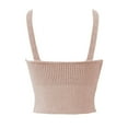 thumbnail image 4 of Gibobby Camiseta de verano para mujer, camiseta Sexy de punto cruzado de Color sólido para vacaciones, camiseta sin mangas de punto de lana con cuello en V, Top diario(Rosa,G), 4 of 5