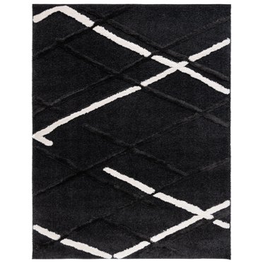 SAFAVIEH Hi-Lo Proinsias Diamond Shag Area Rug, Charcoal/Ivory, 8' x 10'