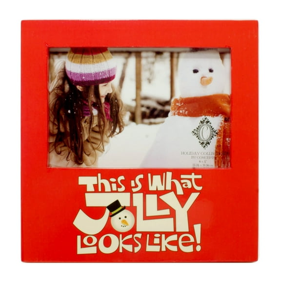 Concepts Holiday Collection "This is What Jolly Looks Like" Standard-Size 6" x 4" Christmas Photo Frame