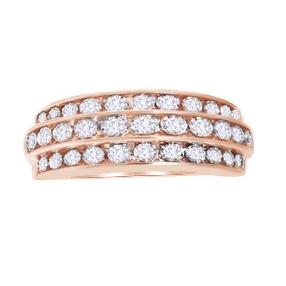 AFFY Three Row Engagement Wedding Band Ring With .75 Cttw Round Cut White Diamond