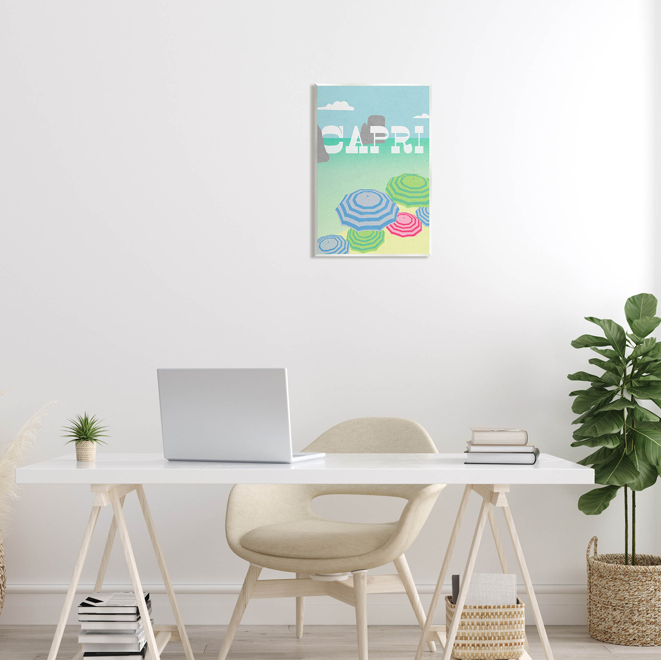 Stupell Industries Capri Beach Shore Umbrellas Graphic Art Unframed Art Print Wall Art, Design by Lil' Rue