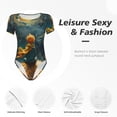 thumbnail image 4 of Balery Whimsical Starry Night Scene Pattern Women's Short Sleevee Crew Neck Bodysuit Tops Short Sleeve Tops Basic-XX-Large, 4 of 7