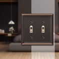 thumbnail image 3 of Placa de pared Amerelle Chelsea 2 Toggle, bronce envejecido, acero, 3 of 4