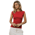 thumbnail image 2 of Camiseta de Tirantes de Punto Básica Informal de Canalé con Mangas de Verano para Mujer, Vino Tinto, Talla L, 2 of 8