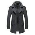 thumbnail image 3 of Mens Pea coat Men's Gentle Layered Collar Single Quilted Lined Wool Blend Pea Coats Thick Warm Winter Jacket Grey XL, 3 of 3