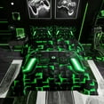thumbnail image 1 of YST Ensemble de Douillette de Jeu pour Garçons, Literie de Gamer Simple, Noir Réversible, Vert, Imprimé à Carreaux, 1 of 7