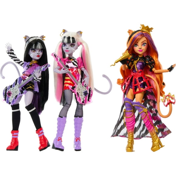 Mattel Monster High Dolls, the Hissfits Band three-Pack With Toralei Stripe, Meowlody And Purrsephone