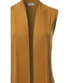 thumbnail image 4 of A2Y Women's Open Front Long Sleeveless Draped Side Pockets Vest Knit Sweater Mustard XL, 4 of 6