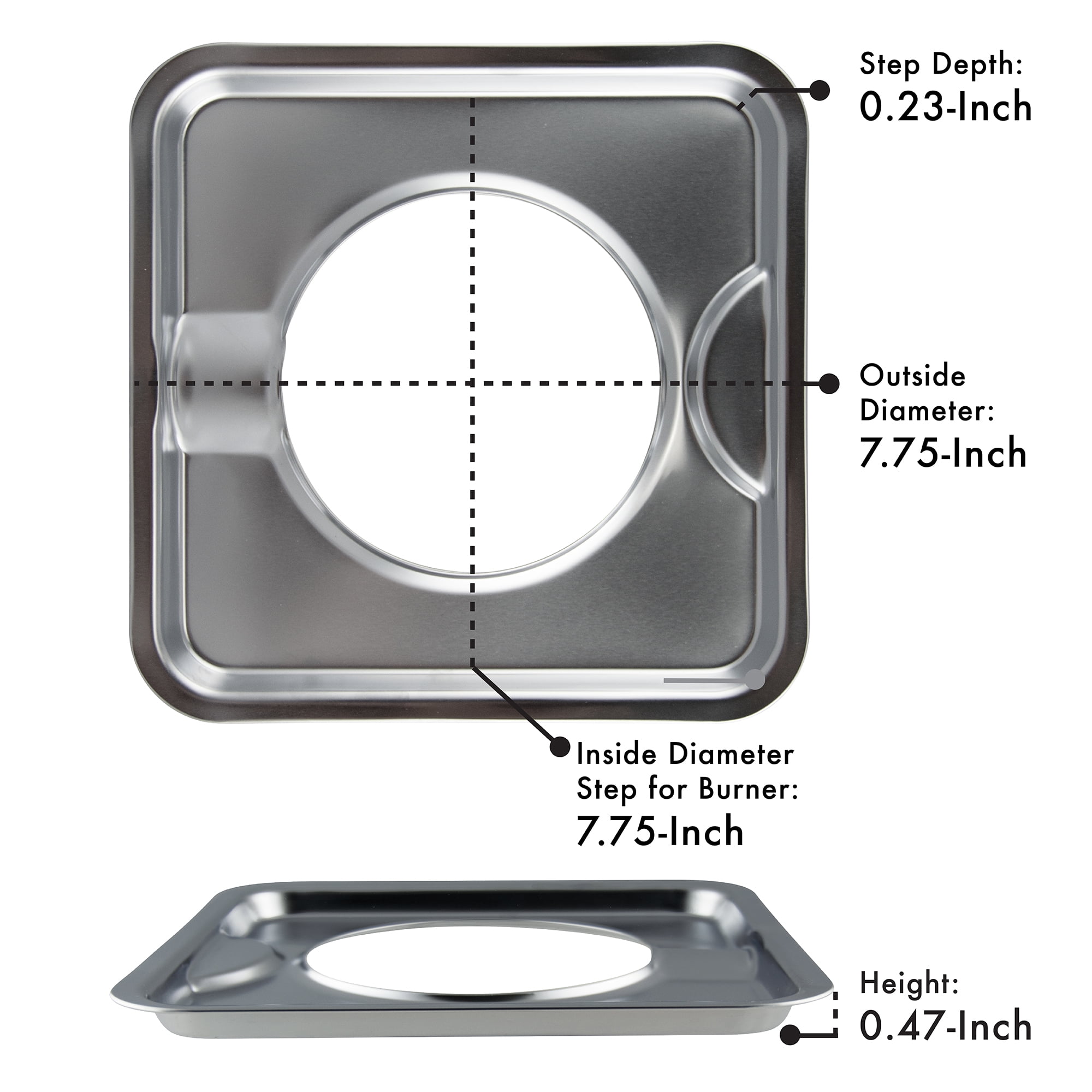Range Kleen SGP4002X Style I Chrome Square 7.75 inch 2 Pack Range Drip Pan