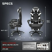 RESPAWN 110 Pro Ergonomic Gaming Chair with Footrest for Adults - Comfortable Office Gaming Recliner with Lumbar Support and Headrest, Racing Style Video Game Chairs for Computer Gamer - White