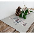 thumbnail image 4 of Embroidered Christmas Reindeer Scene on Light Grey Rectangle Table Runner (16" x 33" / 67"), 4 of 4