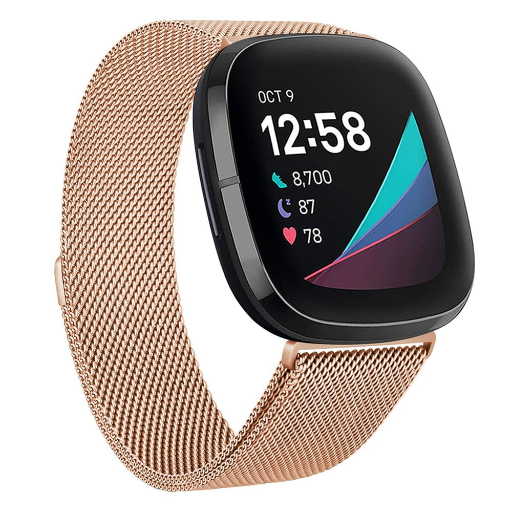 Stainless Steel Milanese Loop Metal Mesh Bracelet Unique Magnet Lock Wristbands iGK Milanese Replacement Bands Compatible for Fitbit Versa