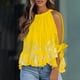 thumbnail image 2 of Camisas Para Mujer Moda Plantas Estampado Manga Dividida Tops Cuello Redondo Volantes Blusa Corta Odeerbi ODB124216, 2 of 5