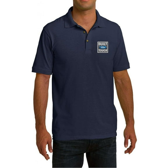 Mens Built Ford Tough Cotton Polo Shirt - Navy Blue, Small