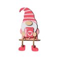 thumbnail image 2 of QianGlow Valentine’s Day Wooden Gnome Decoration, Cute Heart Flower Gnome Figurine with Dangling Rope Legs, Handmade Shelf Mantel Decor, Romantic GiftD, 2 of 6