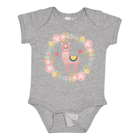 

Inktastic Llama Rose Flower Wreath Girls Baby Bodysuit
