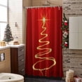 thumbnail image 3 of Christmas Tree Lights Bathroom Shower Curtain Shinny Stars Gold Red Art Abstract Waterproof Washable Shower Curtains for Bathtub Bath Decor with Grommets and Hook 72 X 84 Inch, 3 of 8