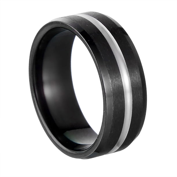 Alianza de boda de silicona para hombre - Borde superior cepillado biselado