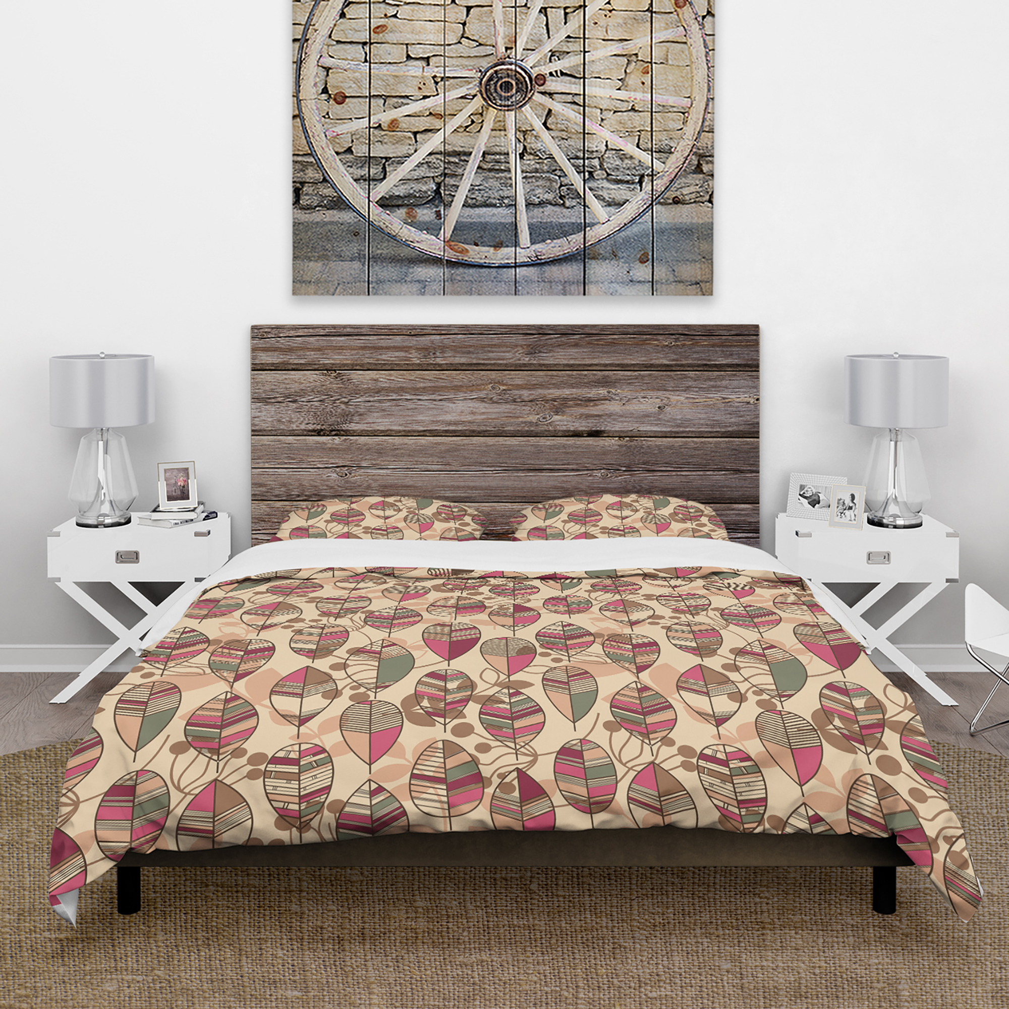 Designart 'Retro Autum Flowers' Floral Duvet Cover Set