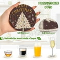thumbnail image 5 of 6 Pcs Drink Coasters with Holder 3.94in Woven Coasters for Drinks White Christmas Tree Pattern Coaster Set for Protection Table, 5 of 7