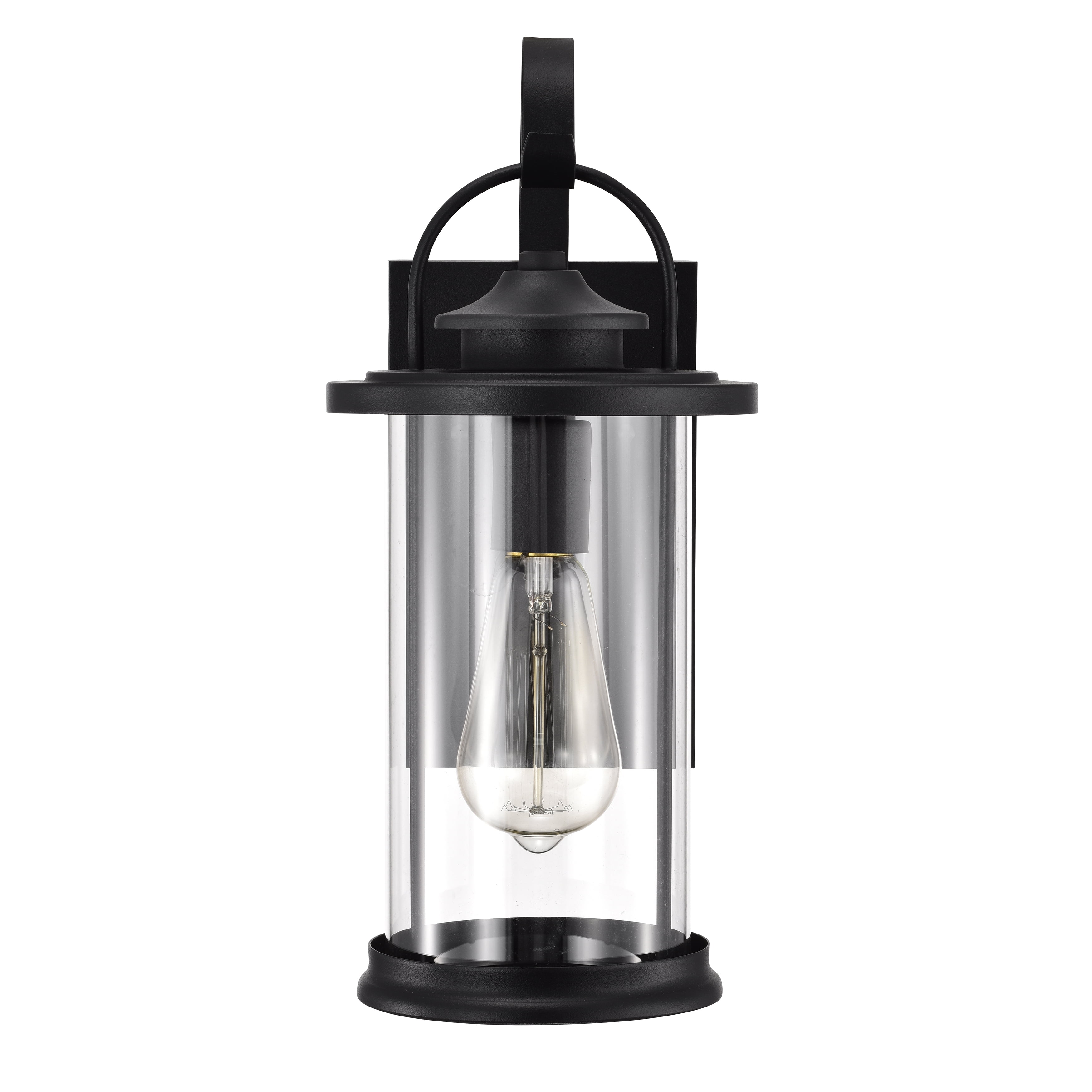 RADIANCE goods Transitional 1 Light Textured Black Outdoor Wall Sconce 15" Height