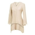 thumbnail image 4 of Fimkaul Women's Shirts Winter Fall Plus Size Long Sleeve Casual Tops Fashion Loose V-Neck Cotton Linen T-Shirts Beige M, 4 of 8