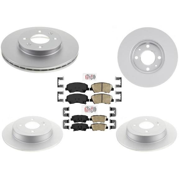 Front & Rear Coated Brake Rotors & Ceramic Pads For Hyundai Accent 2012-2017